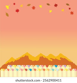 autumn scenery with villages and mountains