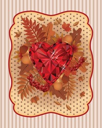 Autumn Scrapping Card In Vintage Style, Vector Illustration