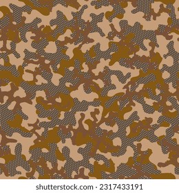 Otoño Vector Artístico Sin Marea Arte Camuflaje Khaki Patrón Sin Maravillas. Color del Camuflaje Verde Fondo Gráfico Militar Repetido. Diseño de vectores de semitono de color marrón repetido. Camoflage