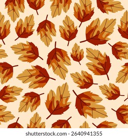 Autumn seamless background with bright falling leaves. Vector.