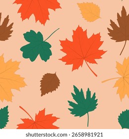 autumn seamless background with colorful fall leaves