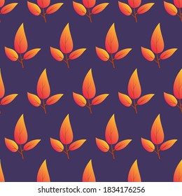 Autumn seamless background with colorful leaves. Design for fall season posters, wrapping papers and holidays decorations. Vector illustration