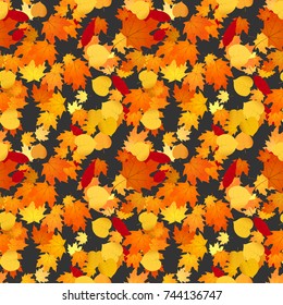 Autumn seamless background. Foliage seamless pattern illustration