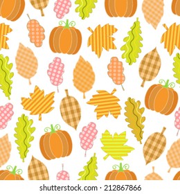 Autumn seamless background with leaves and pumpkin 