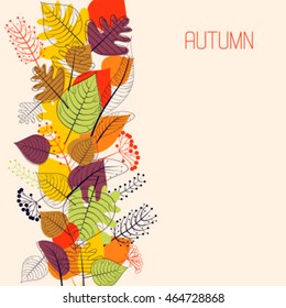 Autumn seamless background from leaves. Vector