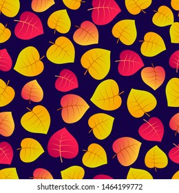 Autumn seamless background with maple colorful leaves. Design for fall season posters, wrapping papers and holidays decorations. Vector illustration