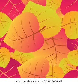 Autumn seamless background with maple colorful leaves. Design for fall season posters, wrapping papers and holidays decorations. Vector illustration