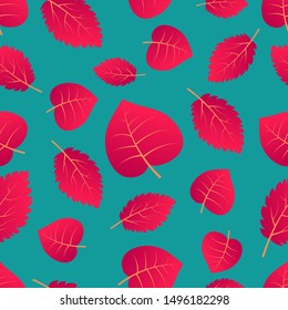 Autumn seamless background with maple colorful leaves. Design for fall season posters, wrapping papers and holidays decorations. Vector illustration
