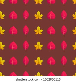 Autumn seamless background with maple colorful leaves. Design for fall season posters, wrapping papers and holidays decorations. Vector illustration
