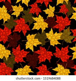 Autumn seamless background of maple leaves in polygon style