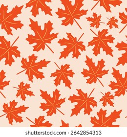 Autumn seamless background with maple leaves. Autumn pattern for fabric, packaging, cover. Vector.
