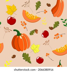 Autumn seamless background with pumpkins, apples, leaves and acorns.
Thanksgiving Wallpaper