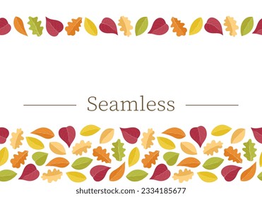 Autumn seamless border with colorful leaves.