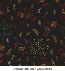 Patrón de hojas de pollo sin soldadura de otoño 