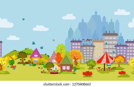 autumn seamless cityscape for your design