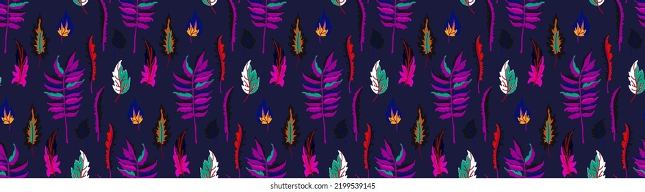 Patrón natural de hojas exóticas de otoño. Fondo vectorial floral. Caer en el fondo sin fisuras con roble. Maple, castaño, linden, nogal de álamos y follaje de rowan al estilo de las caricaturas.