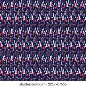 Autumn seamless natural pattern of exotic leaves. Vector floral background. Falling leaf seamless background with Oak. Maple, chestnut, linden, aspen walnut and rowan foliage in cartoon style.