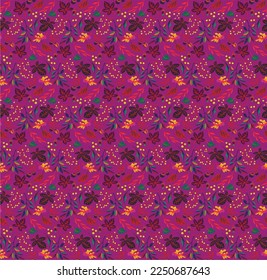 Autumn seamless natural pattern of exotic leaves. Vector floral background. Falling leaf seamless background with Oak. Maple, chestnut, linden, aspen walnut and rowan foliage in cartoon style.