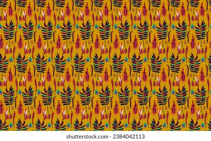 Patrón natural de hojas exóticas de otoño. Fondo vectorial floral. Caer en el fondo sin fisuras con roble. Maple, castaño, linden, nogal de álamos y follaje de rowan al estilo de las caricaturas.