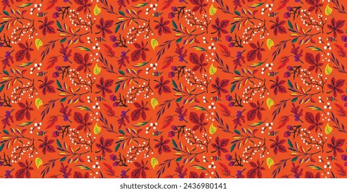 Patrón natural sin fisuras del otoño de las hojas exóticas. Vector de fondo floral. Fondo sin fisuras de la hoja que cae con roble. Arce, castaño, tilo, álamo, nuez y follaje de serba en estilo de dibujos animados.