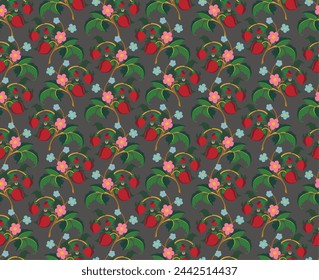 Autumn seamless natural pattern of exotic leaves. Vector floral background. Falling leaf seamless background with Oak. Maple, chestnut, linden, aspen walnut and rowan foliage in cartoon style.
