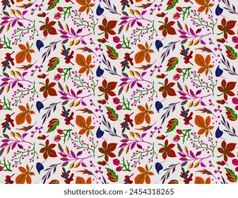 Patrón natural sin fisuras del otoño de las hojas exóticas. Fondo floral de Vector. Fondo sin fisuras de la hoja que cae con roble. Arce, castaño, tilo, álamo, nuez y follaje de serba en estilo de dibujos animados.