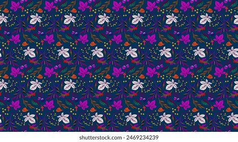 Herbst nahtlose natürliche Muster von exotischen Blättern. Vektorgrafik Blumenhintergrund. Fallende Blatt nahtlose Hintergrund mit Eiche. Ahorn-, Kastanien-, Linden-, Espen-Walnuss- und Vogelblatt im Cartoon-Stil.