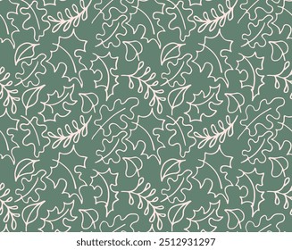 Autumn seamless natural pattern of exotic leaves. Vector floral background. Falling leaf seamless background with Oak. Maple, chestnut, linden, aspen walnut and rowan foliage in cartoon style.