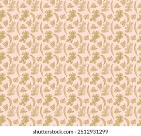 Autumn seamless natural pattern of exotic leaves. Vector floral background. Falling leaf seamless background with Oak. Maple, chestnut, linden, aspen walnut and rowan foliage in cartoon style.