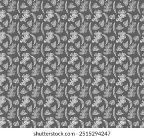 Autumn seamless natural pattern of exotic leaves. Vector floral background. Falling leaf seamless background with Oak. Maple, chestnut, linden, aspen walnut and rowan foliage in cartoon style.