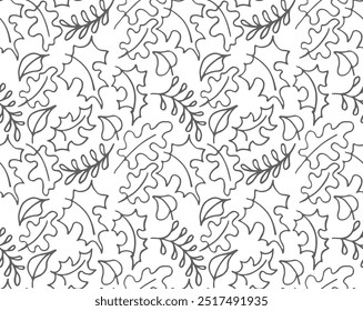 Patrón natural sin fisuras de otoño de hojas exóticas. Fondo floral de Vector. Fondo sin fisuras de la hoja que cae con el roble. Arce, castaño, tilo, álamo, nogal y follaje de serrano en estilo de dibujos animados.