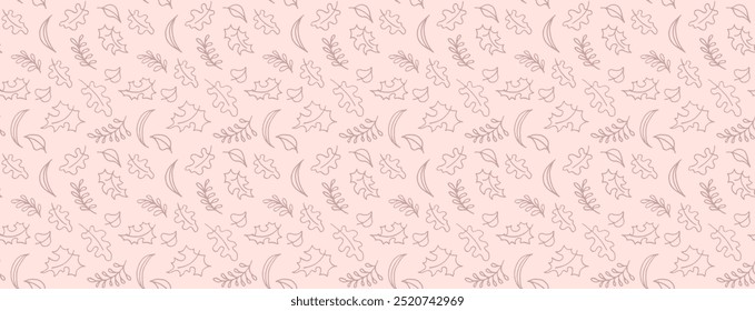 Autumn seamless natural pattern of exotic leaves. Vector floral background. Falling leaf seamless background with Oak. Maple, chestnut, linden, aspen walnut and rowan foliage in cartoon style.