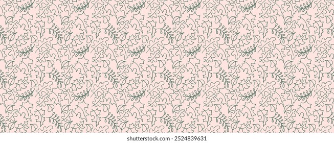 Autumn seamless natural pattern of exotic leaves. Vector floral background. Falling leaf seamless background with Oak. Maple, chestnut, linden, aspen walnut and rowan foliage in cartoon style.