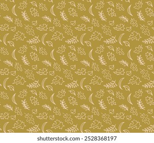 Patrón natural sin fisuras de otoño de hojas exóticas. Fondo floral de Vector. Fondo sin fisuras de la hoja que cae con el roble. Arce, castaño, tilo, álamo, nogal y follaje de serrano en estilo de dibujos animados.