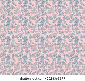 Autumn seamless natural pattern of exotic leaves. Vector floral background. Falling leaf seamless background with Oak. Maple, chestnut, linden, aspen walnut and rowan foliage in cartoon style.