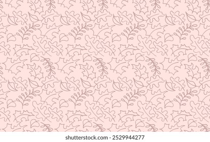 Padrão natural sem emenda de outono de folhas exóticas. Fundo floral do vetor. Fundo sem costura folha queda com carvalho. Bordo, castanheiro, tília, noz de álamo e folhagem de rowan em estilo cartoon.