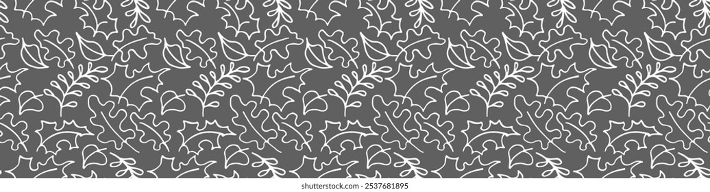 Autumn seamless natural pattern of exotic leaves. Vector floral background. Falling leaf seamless background with Oak. Maple, chestnut, linden, aspen walnut and rowan foliage in cartoon style.