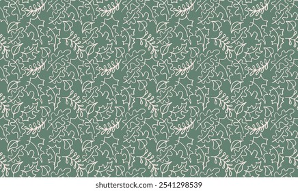 Autumn seamless natural pattern of exotic leaves. Vector floral background. Falling leaf seamless background with Oak. Maple, chestnut, linden, aspen walnut and rowan foliage in cartoon style.