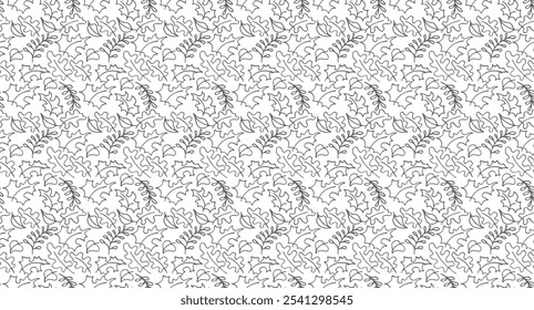 Autumn seamless natural pattern of exotic leaves. Vector floral background. Falling leaf seamless background with Oak. Maple, chestnut, linden, aspen walnut and rowan foliage in cartoon style.