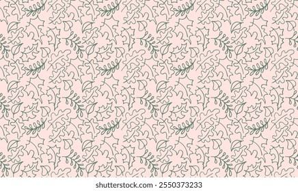 Autumn seamless natural pattern of exotic leaves. Vector floral background. Falling leaf seamless background with Oak. Maple, chestnut, linden, aspen walnut and rowan foliage in cartoon style.