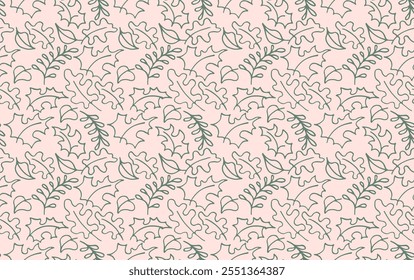 Autumn seamless natural pattern of exotic leaves. Vector floral background. Falling leaf seamless background with Oak. Maple, chestnut, linden, aspen walnut and rowan foliage in cartoon style.