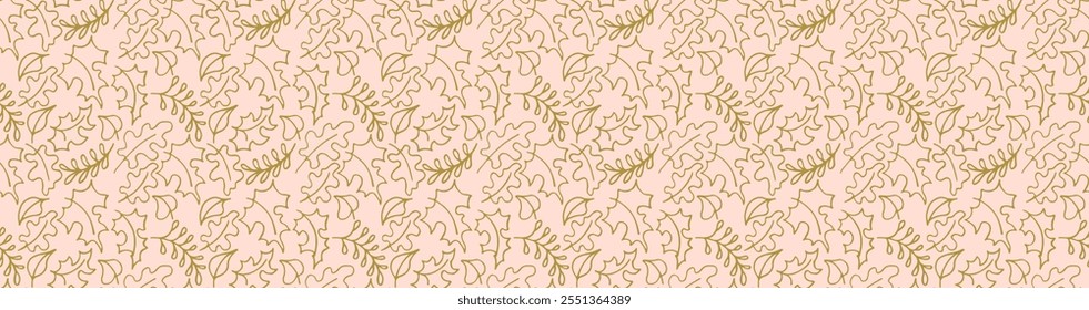 Autumn seamless natural pattern of exotic leaves. Vector floral background. Falling leaf seamless background with Oak. Maple, chestnut, linden, aspen walnut and rowan foliage in cartoon style.