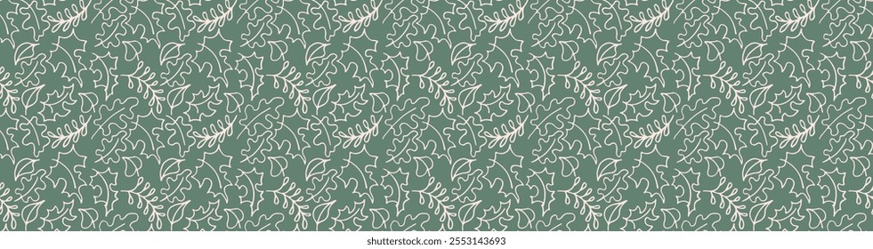 Autumn seamless natural pattern of exotic leaves. Vector floral background. Falling leaf seamless background with Oak. Maple, chestnut, linden, aspen walnut and rowan foliage in cartoon style.