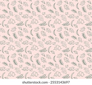 Autumn seamless natural pattern of exotic leaves. Vector floral background. Falling leaf seamless background with Oak. Maple, chestnut, linden, aspen walnut and rowan foliage in cartoon style.