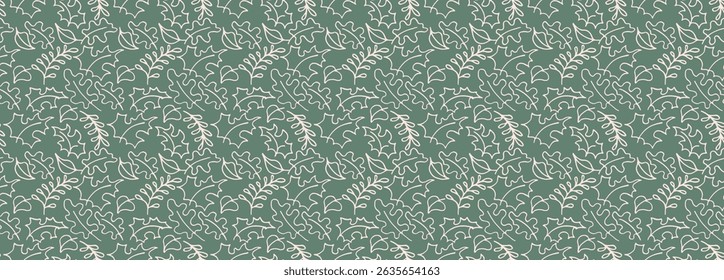 Autumn seamless natural pattern of exotic leaves. Vector floral background. Falling leaf seamless background with Oak. Maple, chestnut, linden, aspen walnut and rowan foliage in cartoon style.