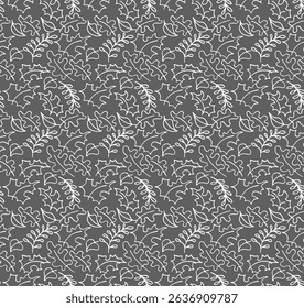 Autumn seamless natural pattern of exotic leaves. Vector floral background. Falling leaf seamless background with Oak. Maple, chestnut, linden, aspen walnut and rowan foliage in cartoon style.