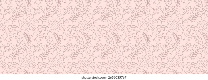 Padrão natural sem emenda de outono de folhas exóticas. Fundo floral do vetor. Fundo sem costura folha queda com carvalho. Bordo, castanheiro, tília, noz de álamo e folhagem de rowan em estilo cartoon.