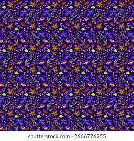 Patrón natural sin fisuras de otoño de hojas exóticas. Fondo floral de Vector. Fondo sin fisuras de la hoja que cae con el roble. Arce, castaño, tilo, álamo, nogal y follaje de serrano en estilo de dibujos animados.