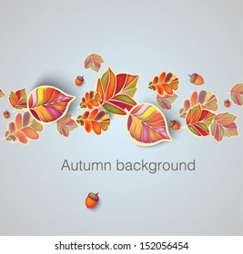 Autumn seamless ornament with leaves and acorns