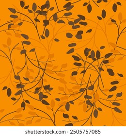 Fondo floral abstracto del patrón inconsútil del otoño con las hojas, color plano del dibujo de la mano